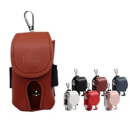 A red PU leather golf holder pouch with a clip, accompanied by smaller pouches in various colours: black, white, pink, and more.
