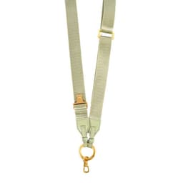 An adjustable neck lanyard in olive green featuring a gold-tone clip and hardware.