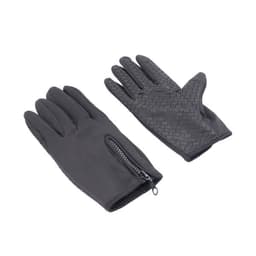Full finger touch screen gloves in black, featuring a textured grip and a zippered wrist design.