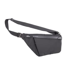 A grey polyester crossbody sling bag with adjustable strap and branding.