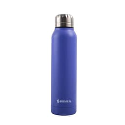 A drink bottle in a vibrant blue colour, made of stainless steel with an insulated design and a metallic cap.