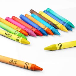 A collection of 24 coloured crayons in various shades, including yellow, green, blue, pink, and orange, with branding.