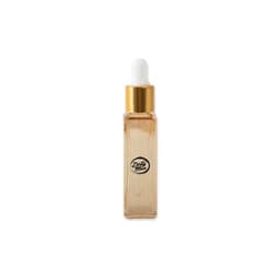 A 10ml square dropper bottle in clear glass with a gold lid and a white dropper. It features a logo on the front.