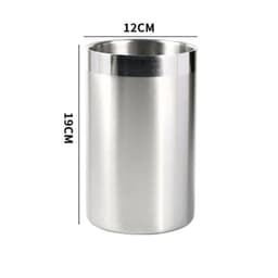 A stainless steel chiller bucket with a sleek, polished finish, measuring 19cm in height and 12cm in diameter.