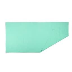 A mint green quick-dry microfiber beach towel with a pouch, featuring a smooth, folded design.