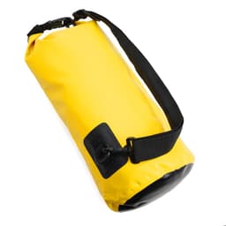 A yellow 10L PVC waterproof dry bag with a black base and an adjustable strap. It features a logo.