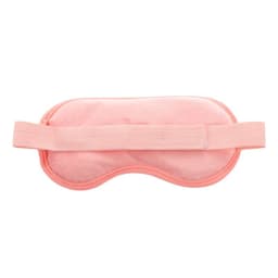 A gel bead cooling eye mask in soft pink, featuring an elastic strap for a secure fit.