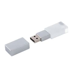 A 2GB engraved crystal USB flash drive in silver with a clear crystal casing and removable cap.
