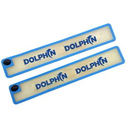 Custom waterproof rubber bar mats in blue with a logo, measuring 58.5cm x 8.9cm. Ideal for home and living spaces.