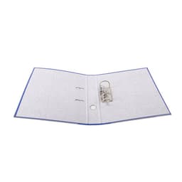A 2 Ring A4 sized binder in blue, featuring a metallic ring mechanism and clear interior pockets.