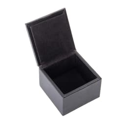 A custom black PU flip gift box with a soft interior lining, designed for packaging small items.