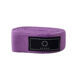 A purple polyester fitness resistance band with a black label. Suitable for leisure and outdoor sports activities.