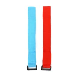 An adjustable nylon LED bracelet in blue and red with black plastic buckles.