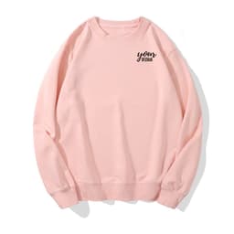 A pink men's crewneck sweatshirt featuring a small logo on the front. Suitable for casual wear and layering.