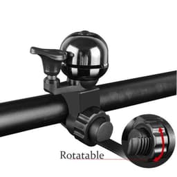 A retro mountain bike bell in silver and black, featuring a rotatable lever for sound adjustment and a mounting bracket.