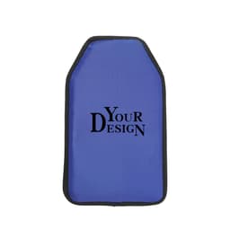A drink bottle gel cooler sleeve in blue with a black trim and a customizable design area.
