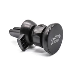 A black magnetic phone holder for car air vents featuring a customisable section.