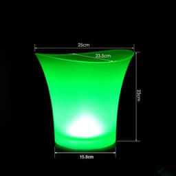 A frosted green LED ice bucket with a smooth contoured design, featuring a light source at the base.