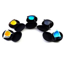 Folding classic sunglasses in various colours, each with a matching case, showcasing a range of lens tints.