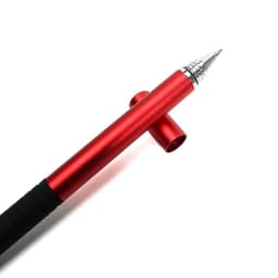 A red 3 in 1 capacitive stylus pen with a shiny silver tip and a textured black grip.