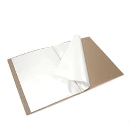 A wheat straw file folder in a natural brown colour with a transparent inner pocket and visible branding.