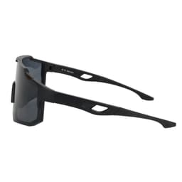 Polarized sports outdoor sunglasses in black with a modern design and a logo on the frame.