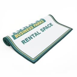 A green and white eyeglass cleaning cloth with a border and the branding logo, designed for lens cleaning.