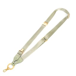 An adjustable phone neck lanyard in a light olive green colour with gold hardware detailing.