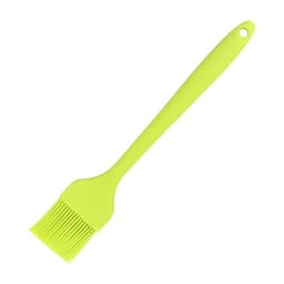 A 10-inch silicone basting brush in bright green, featuring a flexible bristle head and a sturdy handle.