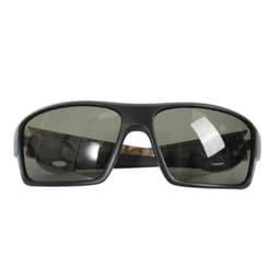 Polarized black sunglasses with a sporty design and large lenses, featuring a logo on the side.