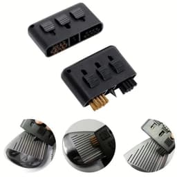 A black 3 in 1 golf club groove cleaner tool with multiple brushes for cleaning clubs and grooves.
