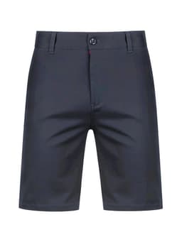 Men's chino shorts in dark navy, featuring a button closure and pockets, designed for a polished look.