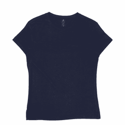 A navy women's t-shirt with a crew neckline and short sleeves, featuring a label inside.