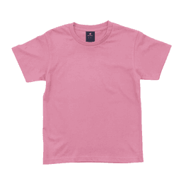 A pink youth surf essential tee with a simple design and a label inside the neckline.