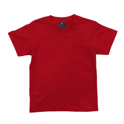 A red youth surf tee with a classic crew neck and short sleeves, featuring a brand logo on the label.
