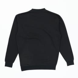 A black crew sweatshirt featuring long sleeves and a simple design, with ribbed cuffs and hem.
