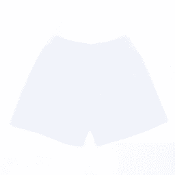 A pair of white shorts with an elastic waistband and a logo on the front.