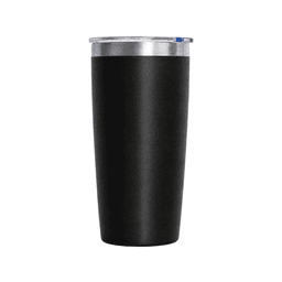 A drink bottle featuring a sleek black body with a metallic silver lid and a simple logo.
