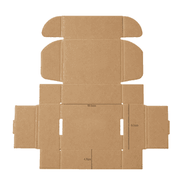 A brown cardboard die-cut packaging box with a locking lid, measuring 12.5×9.7×4.7 cm.