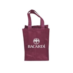 A drink bottle bag in burgundy with two handles and a logo. Suitable for carrying two bottles.