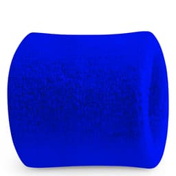 A blue Terry Wrist Sweatband with a textured surface, featuring a logo on the front.