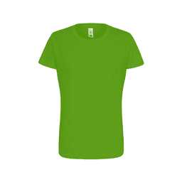 A women's essential tee in vibrant green featuring a crew neckline and short sleeves. The shirt has a logo.