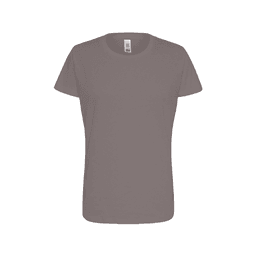A women's essential tee in a muted grey colour, featuring a classic crew neckline and short sleeves.
