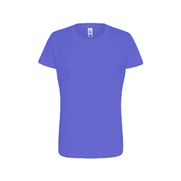 A purple women's essential tee with a classic crew neck and short sleeves. It features a brand logo.
