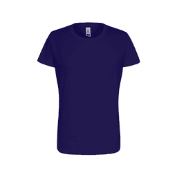 A navy blue women's essential t-shirt with a crew neckline and short sleeves. Features a logo on the label.