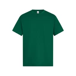 A green t-shirt featuring a crew neckline and short sleeves, with a logo on the label.