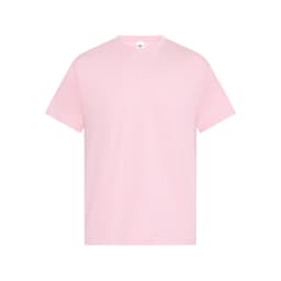 A pink men's t-shirt with short sleeves and a simple design. The shirt features a logo on the tag.