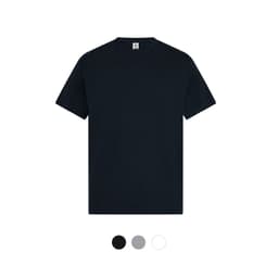 A black men's t-shirt displayed on a blank background. The shirt features a logo and is available in additional colours.