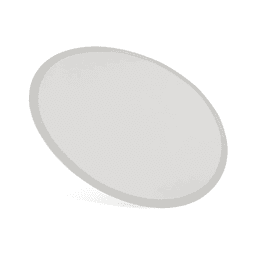 A nylon foldable flyer in a circular shape, featuring a white surface and a grey border.