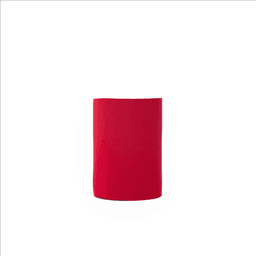 A red neoprene stubby cooler with a smooth surface and soft texture, featuring a circular shape and no visible branding.